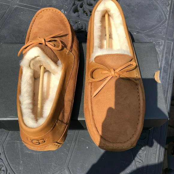 UGG Australia Byron Chestnut Leather Fur Slippers - Picture 7 of 14